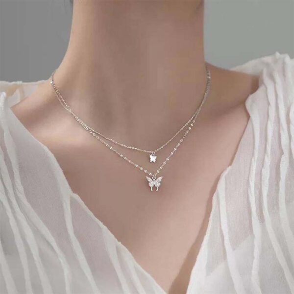 Trendy Double Layer Butterfly Necklace